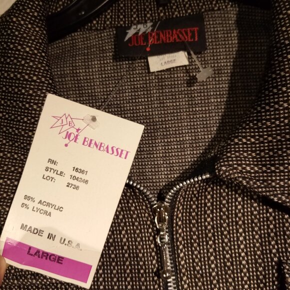 Women's 2 pc suit with Pants sz L Black White print Vintage/Retro NWT Zip Jacket - Picture 4 of 11